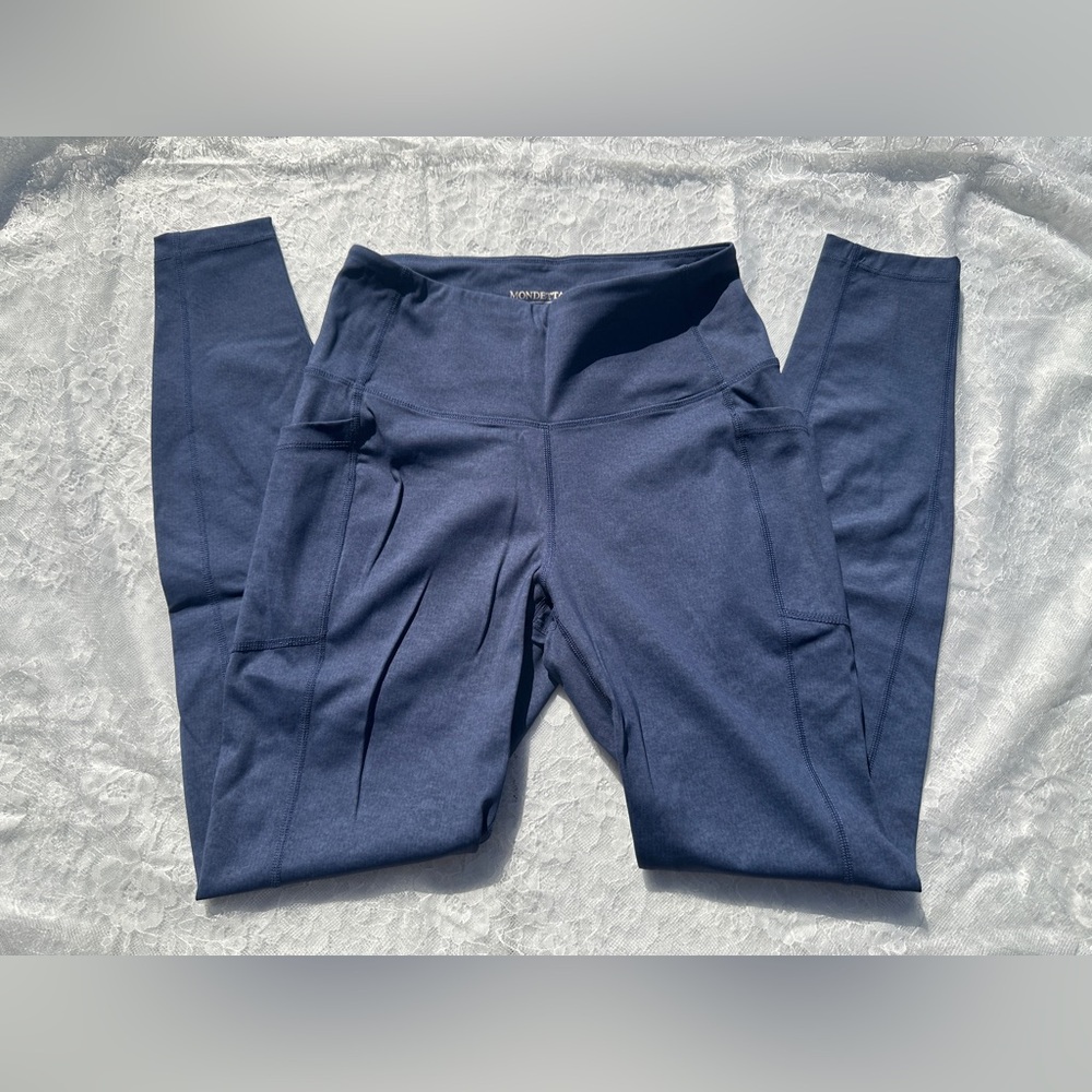 Mondetta Performance Luxury Leggings with Pockets Blue Size Small